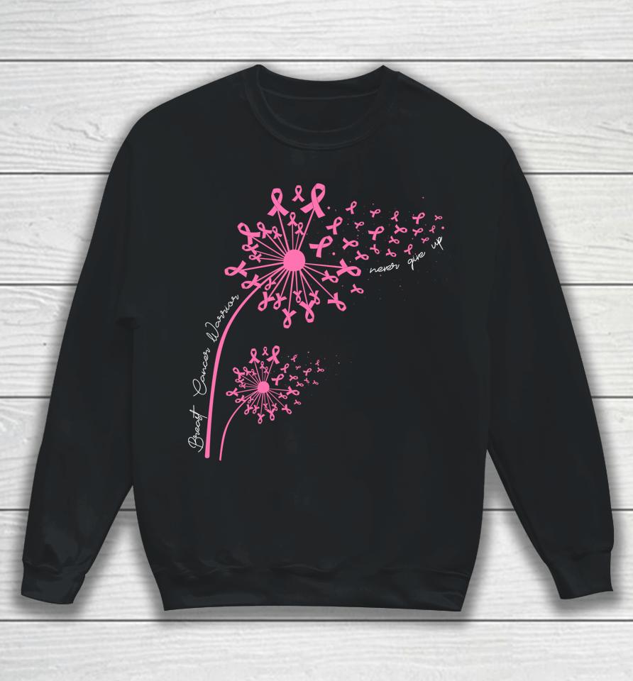 Dandelion Pink Flower Ribbon Breast Cancer Awareness Women's Sweatshirt