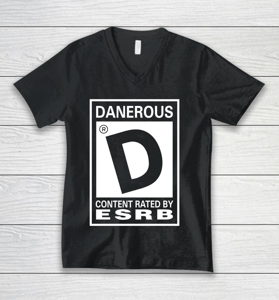 Danerous Content Rated By Esrb Unisex V-Neck T-Shirt