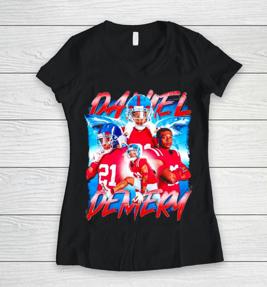 Daniel Demery Ole Miss Rebels Vintage Women V-Neck T-Shirt