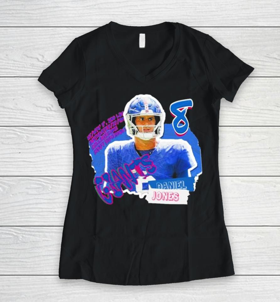 Daniel Jones Football Paper New York Giants Women V-Neck T-Shirt