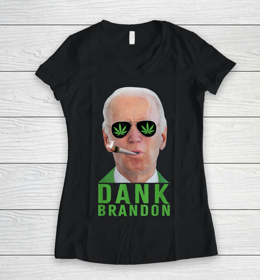 Dank Brandon Weed Marijuana Women V-Neck T-Shirt