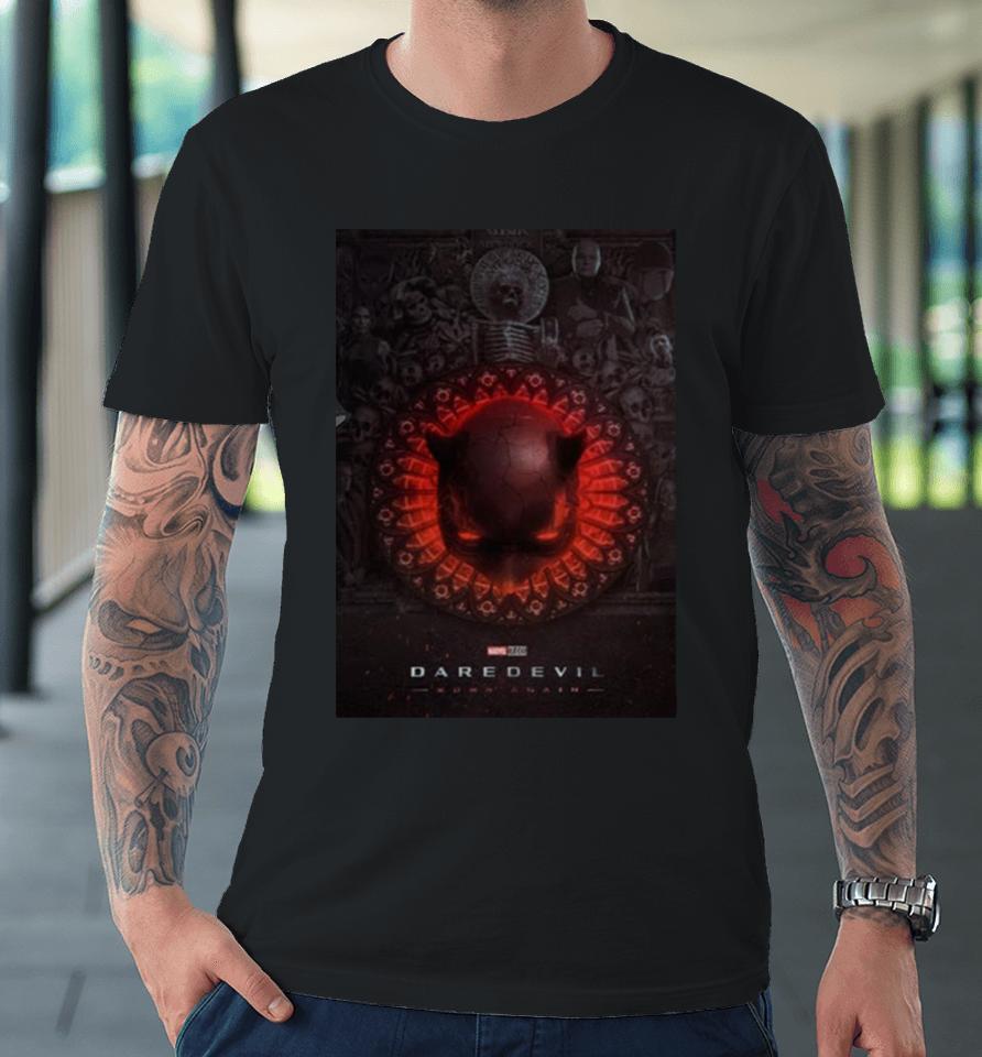 Daredevil Born Again Red Fire Daredevil Mask Skulls Premium T-Shirt