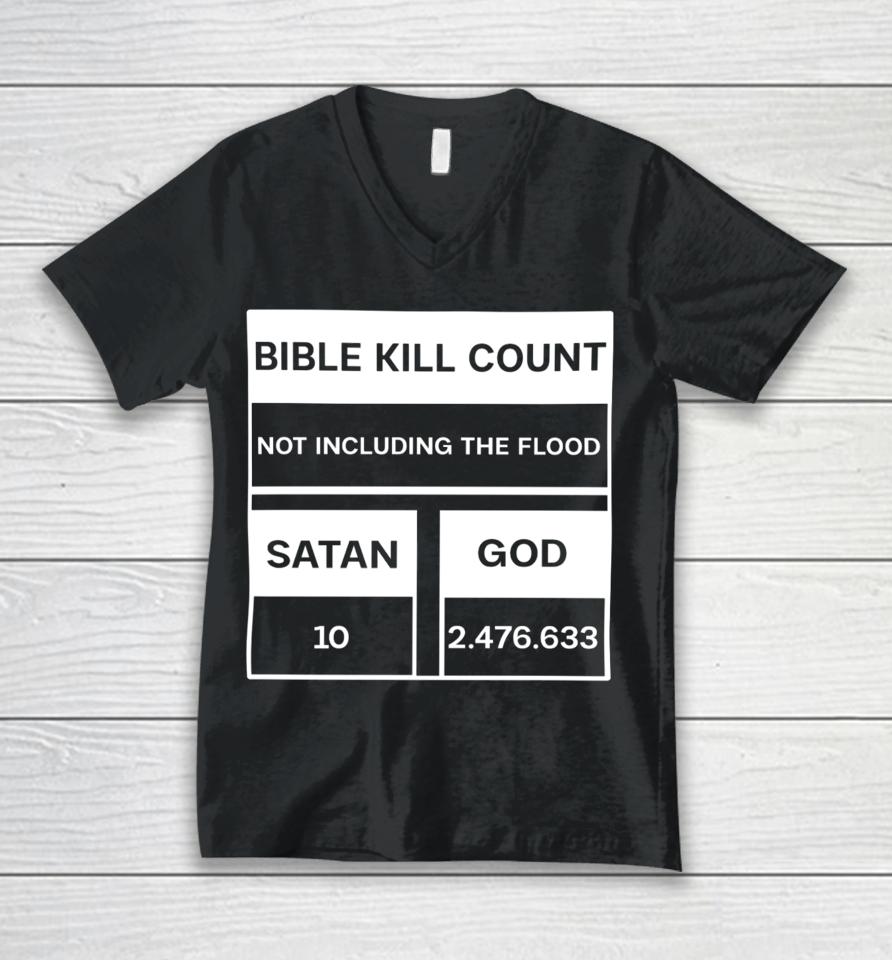 Daretowear Bible Kill Count Not Including The Flood Unisex V-Neck T-Shirt