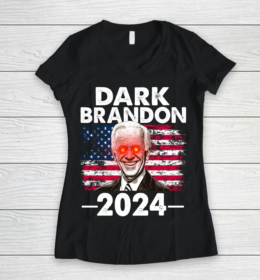 Dark Brandon Biden 2024 Women V-Neck T-Shirt