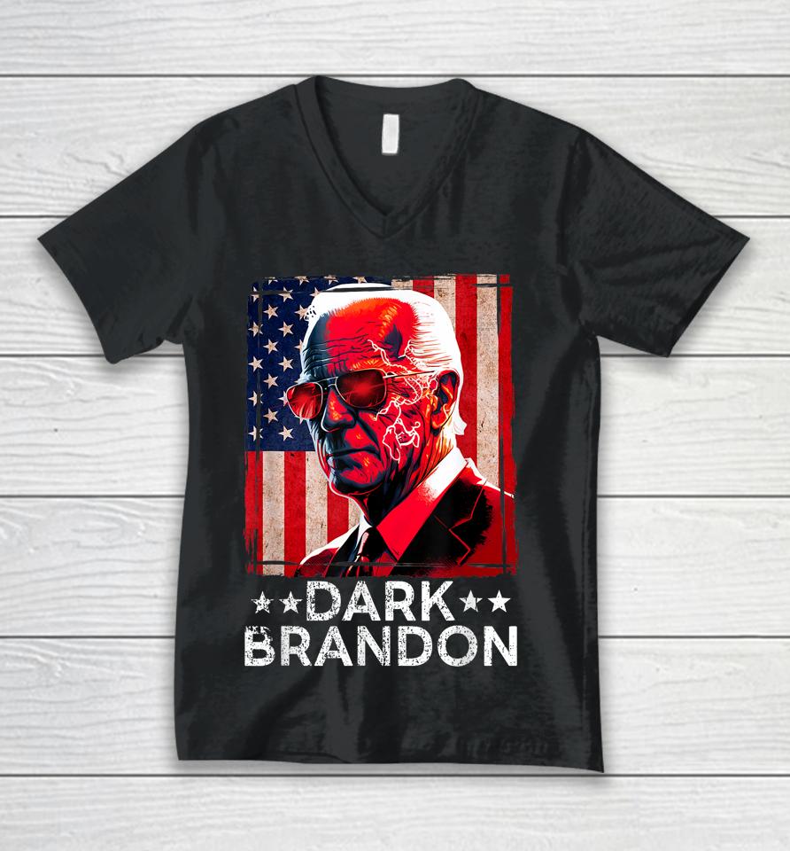 Dark Brandon Biden Saving Funny Us Red Eye Biden Political Unisex V-Neck T-Shirt