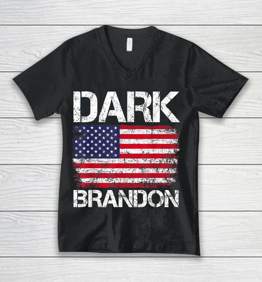 Dark Brandon Biden T-Shirt Is Rising Usa Flag Political Unisex V-Neck T-Shirt