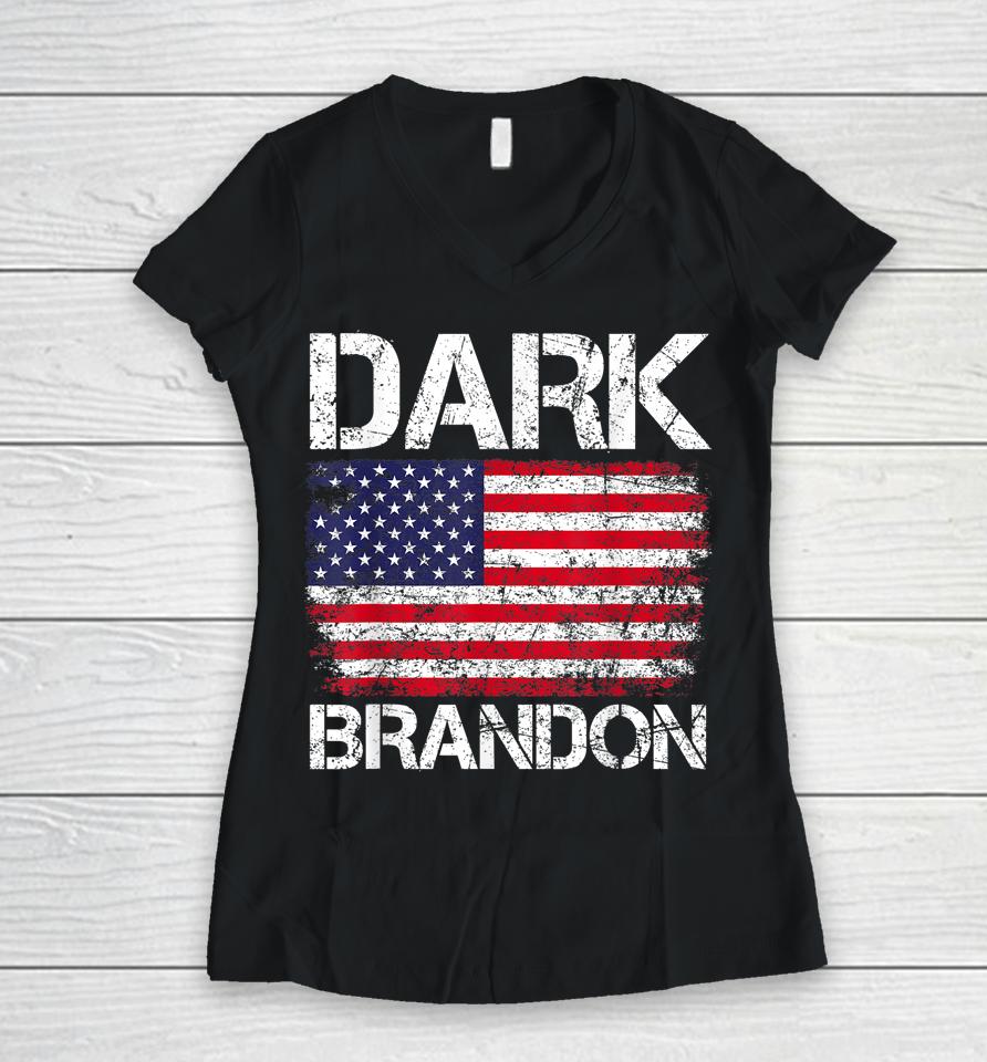 Dark Brandon Biden T-Shirt Is Rising Usa Flag Political Women V-Neck T-Shirt