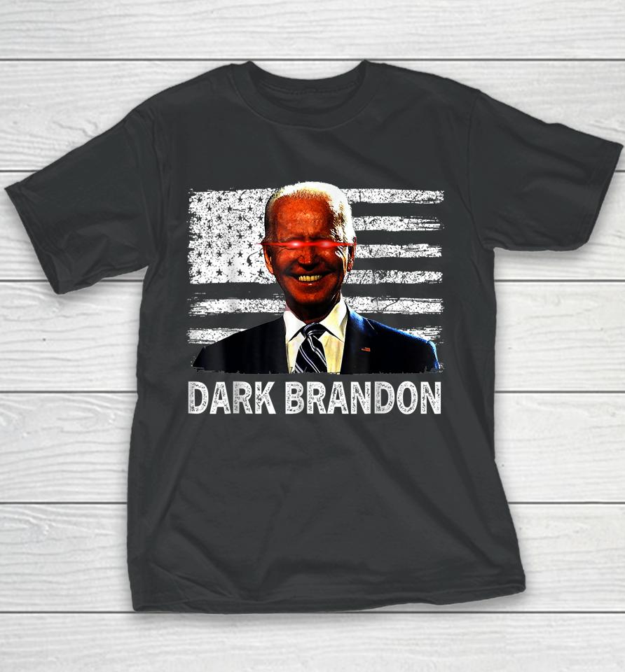 Dark Brandon Funny Biden Saving America Flag Political Youth T-Shirt