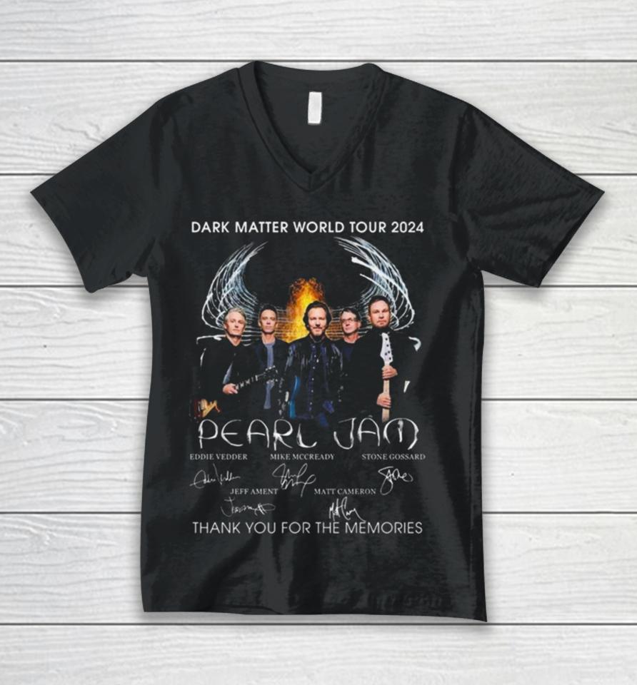 Dark Matter World Tour 2024 Pearl Jam Thank You For The Memories Signatures Unisex V-Neck T-Shirt