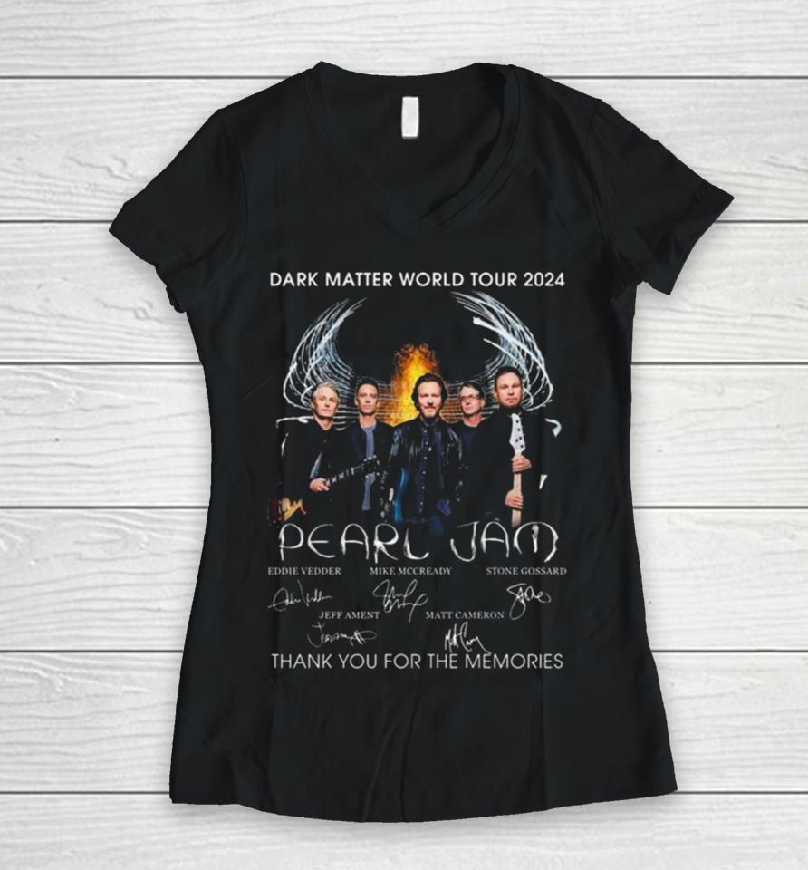 Dark Matter World Tour 2024 Pearl Jam Thank You For The Memories Signatures Women V-Neck T-Shirt