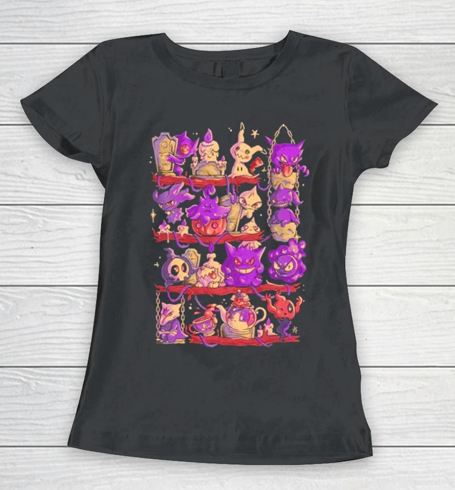 Dark Pokemon Ghost Shelf Women T-Shirt