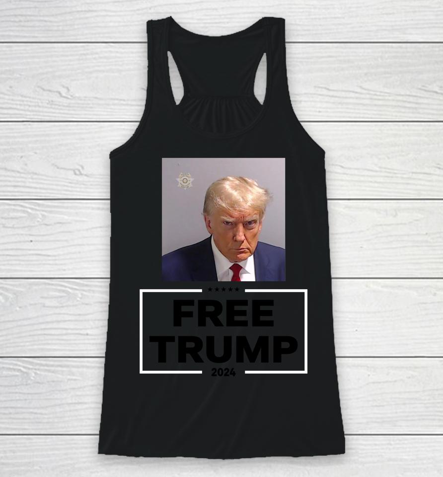 Darren Grimes Wearing Trump Mugshot Free Trump 2024 Racerback Tank