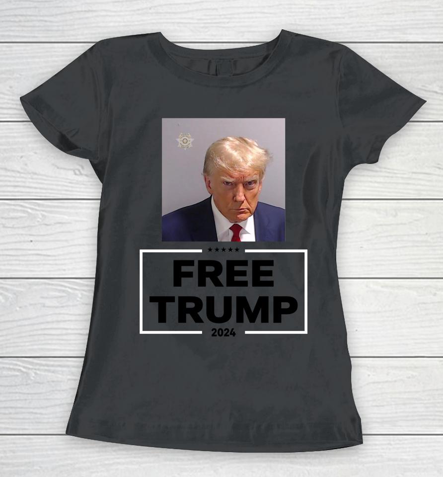 Darren Grimes Wearing Trump Mugshot Free Trump 2024 Women T-Shirt