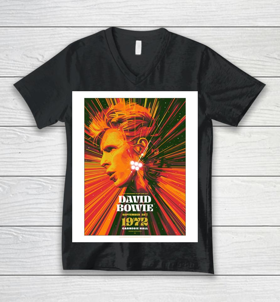 David Bowie New York City 1972 Unisex V-Neck T-Shirt