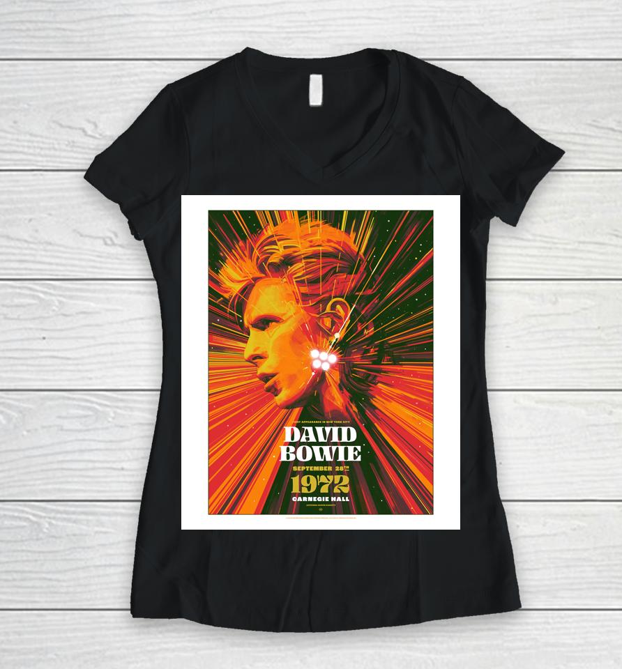 David Bowie New York City 1972 Women V-Neck T-Shirt