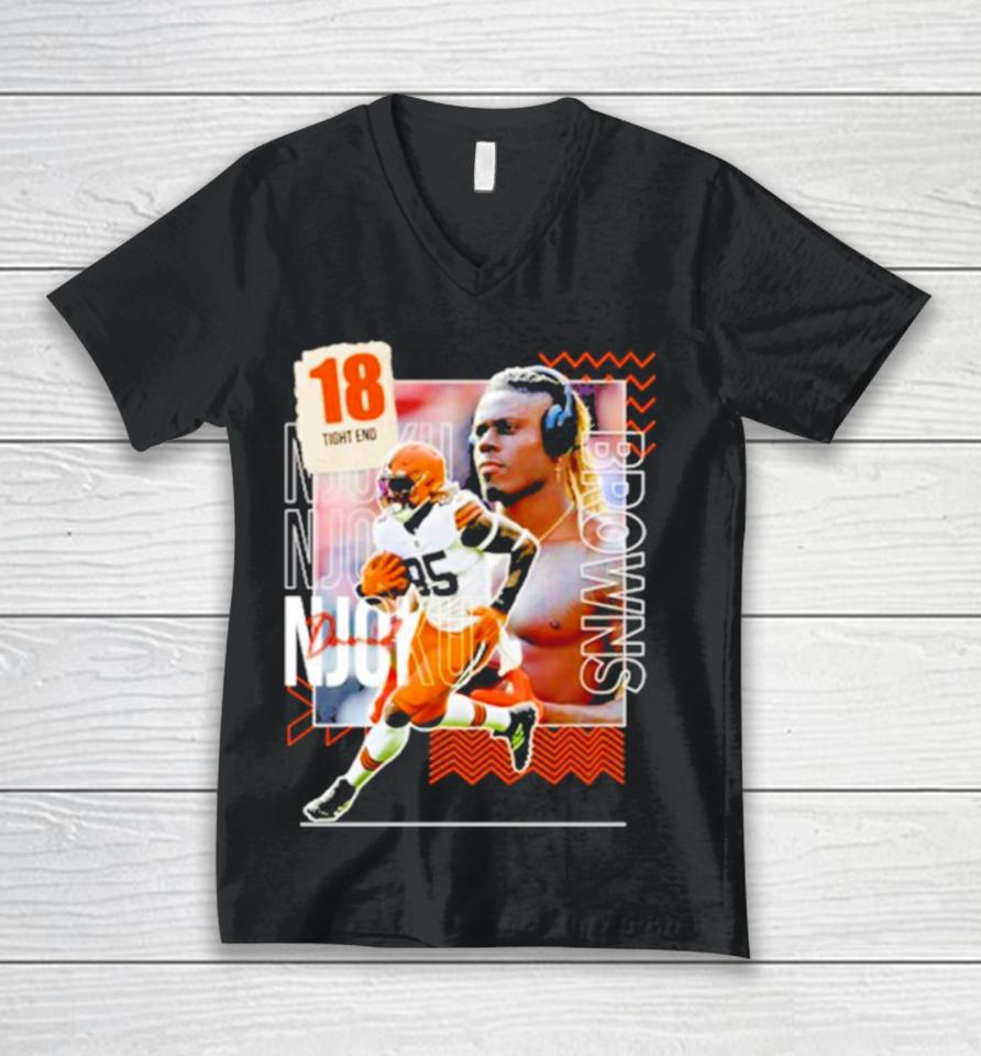 David Njoku 18 Running Back Football Player Unisex V-Neck T-Shirt