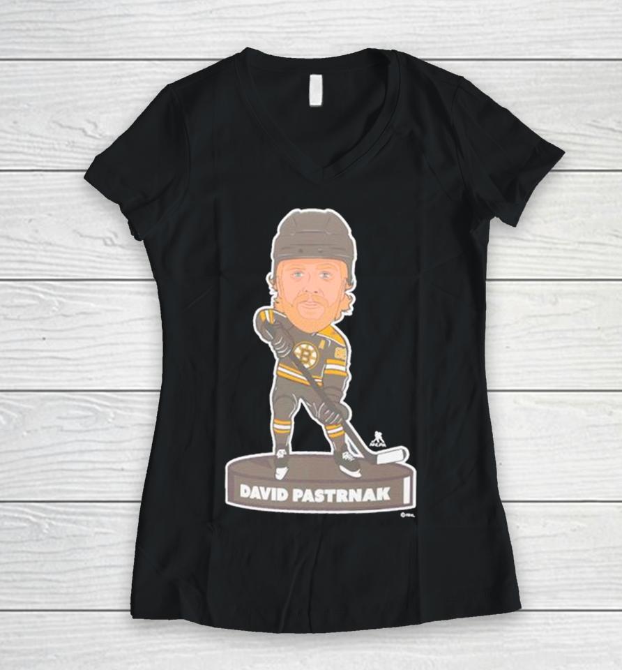 David Pastrnak Boston Bruins Player Bobblehead Women V-Neck T-Shirt