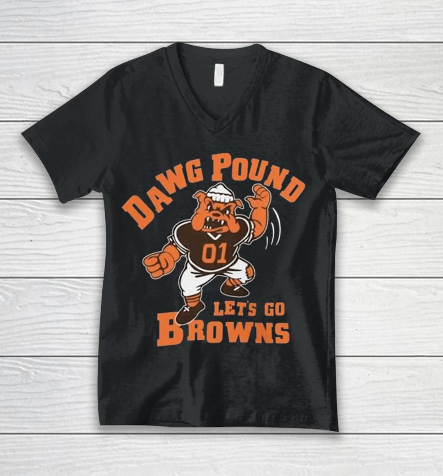 Dawg Pound Let’s Go Cleveland Browns Unisex V-Neck T-Shirt