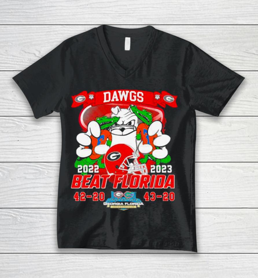 Dawgs Beat Florida 2022 2023 Georgia Bulldogs 43 20 Florida Final Score Unisex V-Neck T-Shirt
