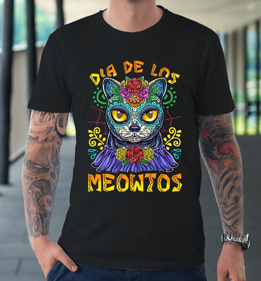 Day Of The Dead Dia De Los Muertos Cat Sugar Skull Premium T-Shirt
