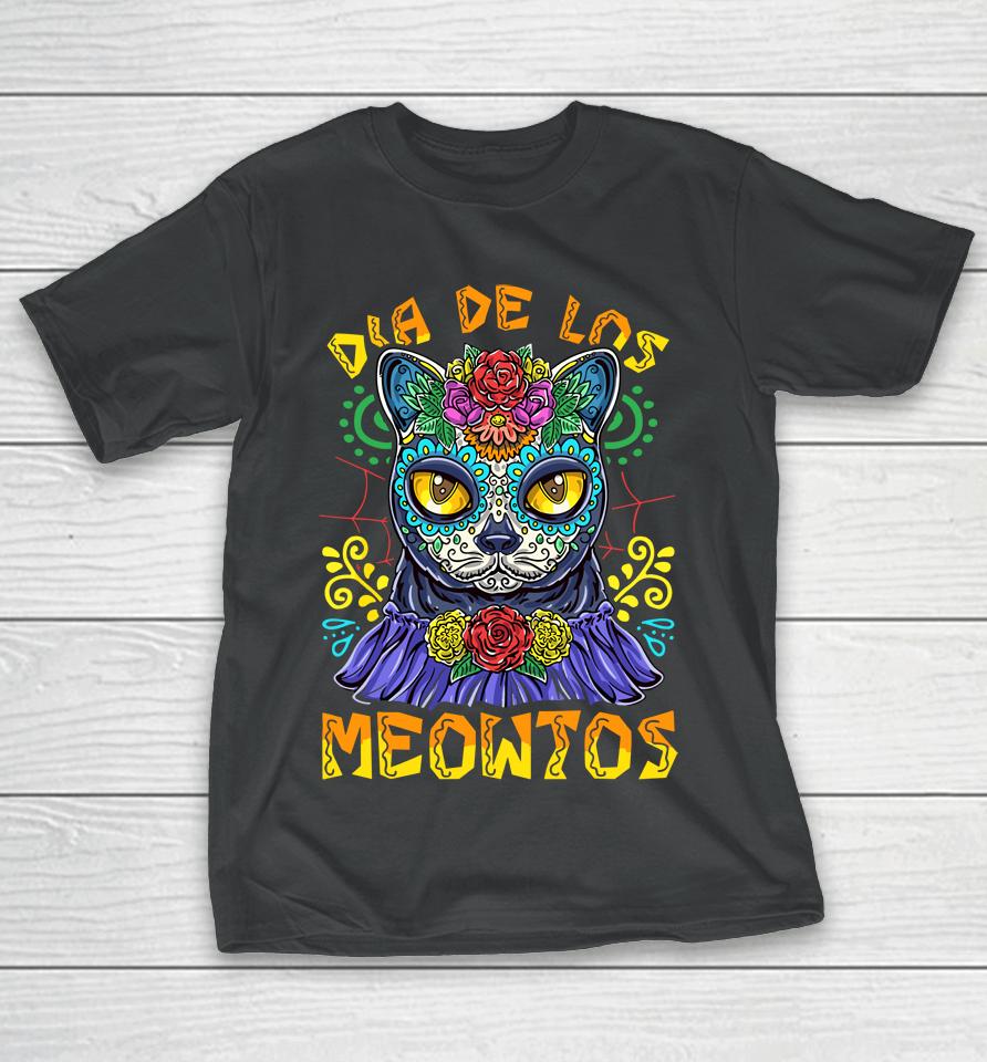 Day Of The Dead Dia De Los Muertos Cat Sugar Skull T-Shirt