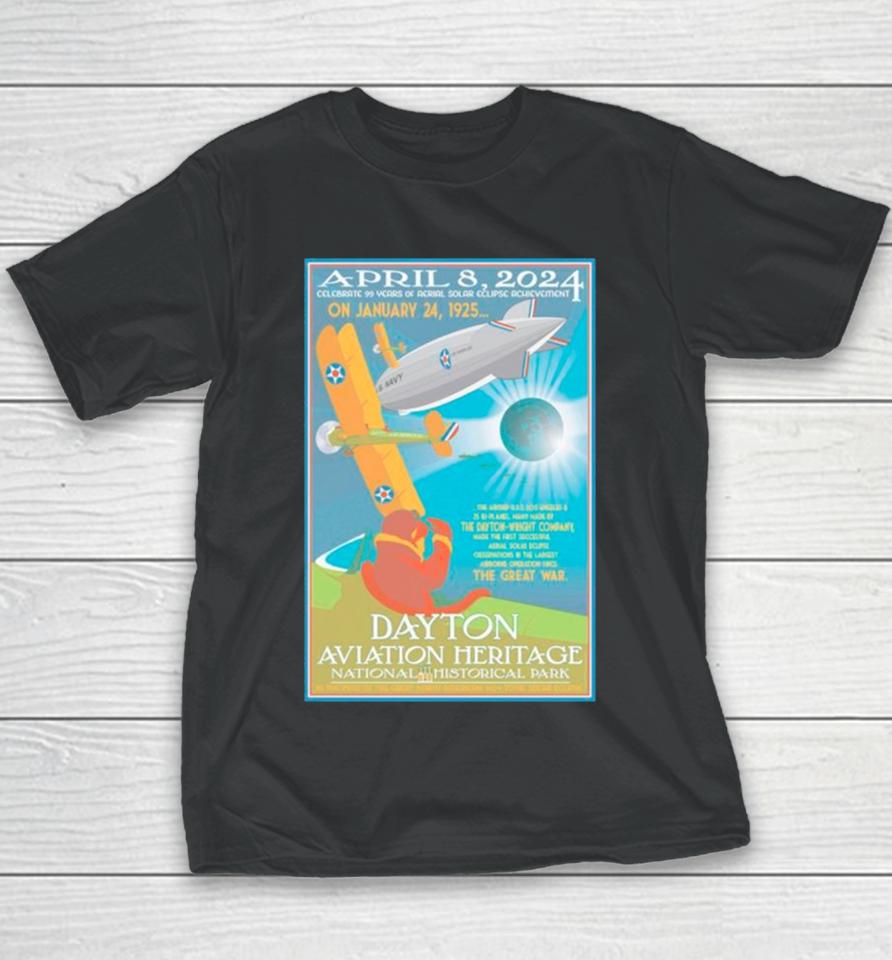 Dayton Aviation Heritage National Historical Park April 8 2024 Total Solar Eclipse Youth T-Shirt