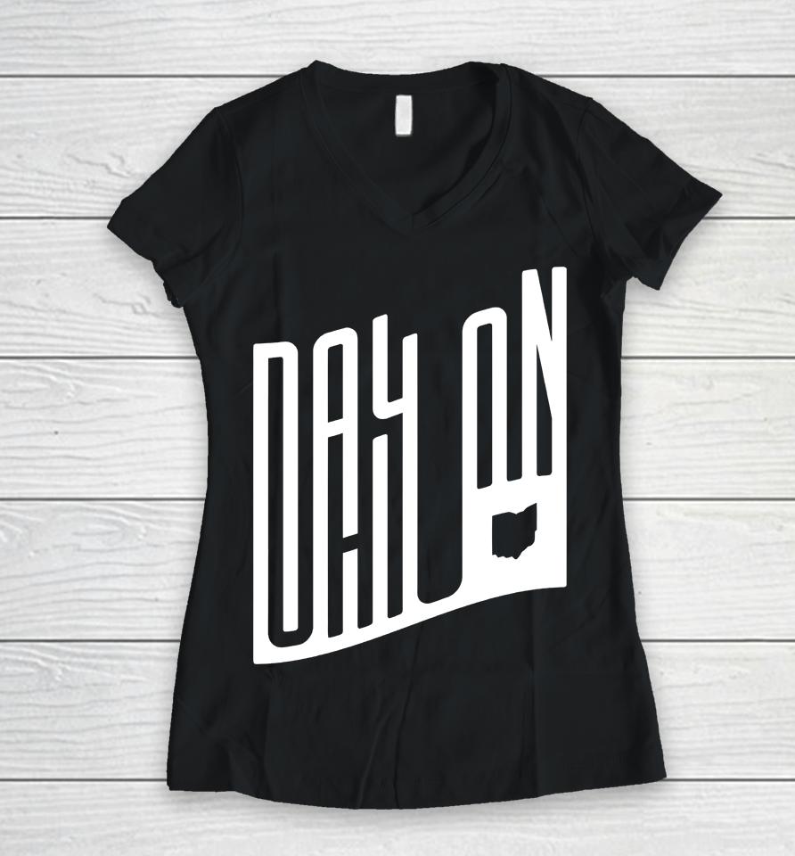 Dayton Ohio Typography Women V-Neck T-Shirt