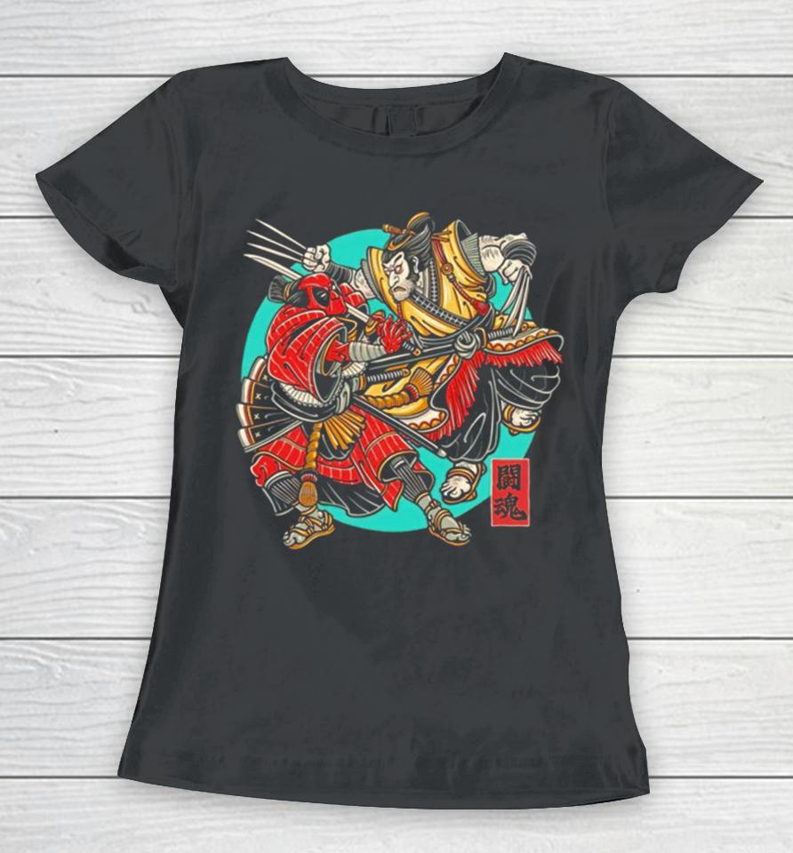 Deadpool And Wolverine Samurai Fighting Spirit Women T-Shirt