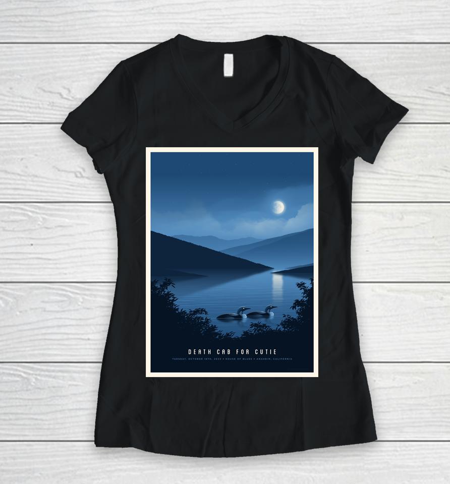 Death Cab For Cutie House Of Blues Anaheim October 18Th 2022 California Women V-Neck T-Shirt