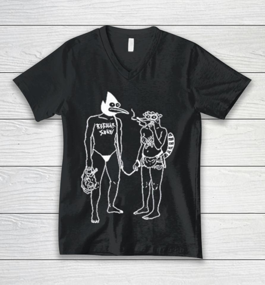 Death Grips X Regular Show Money Store Sketch Unisex V-Neck T-Shirt