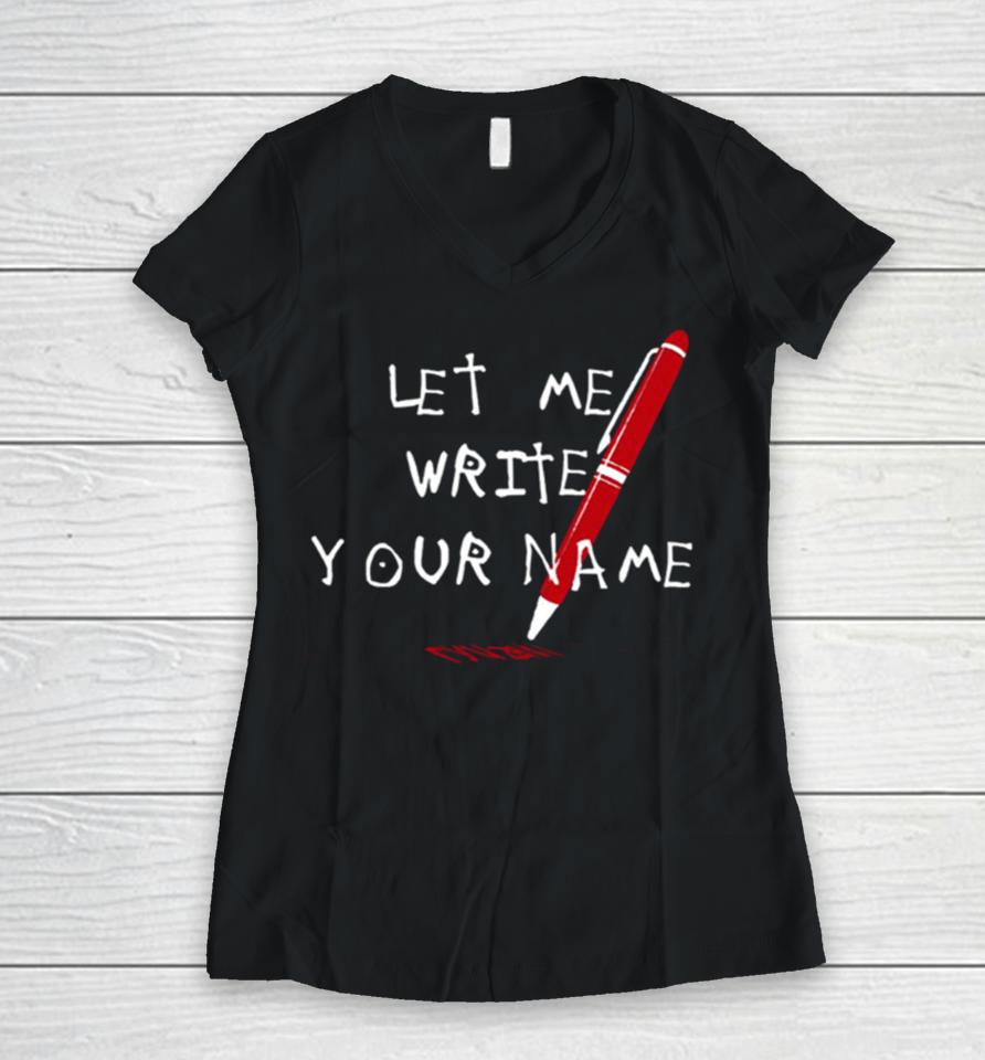 Death Note Anime Light Yagami Let Me Write Your Name Women V-Neck T-Shirt