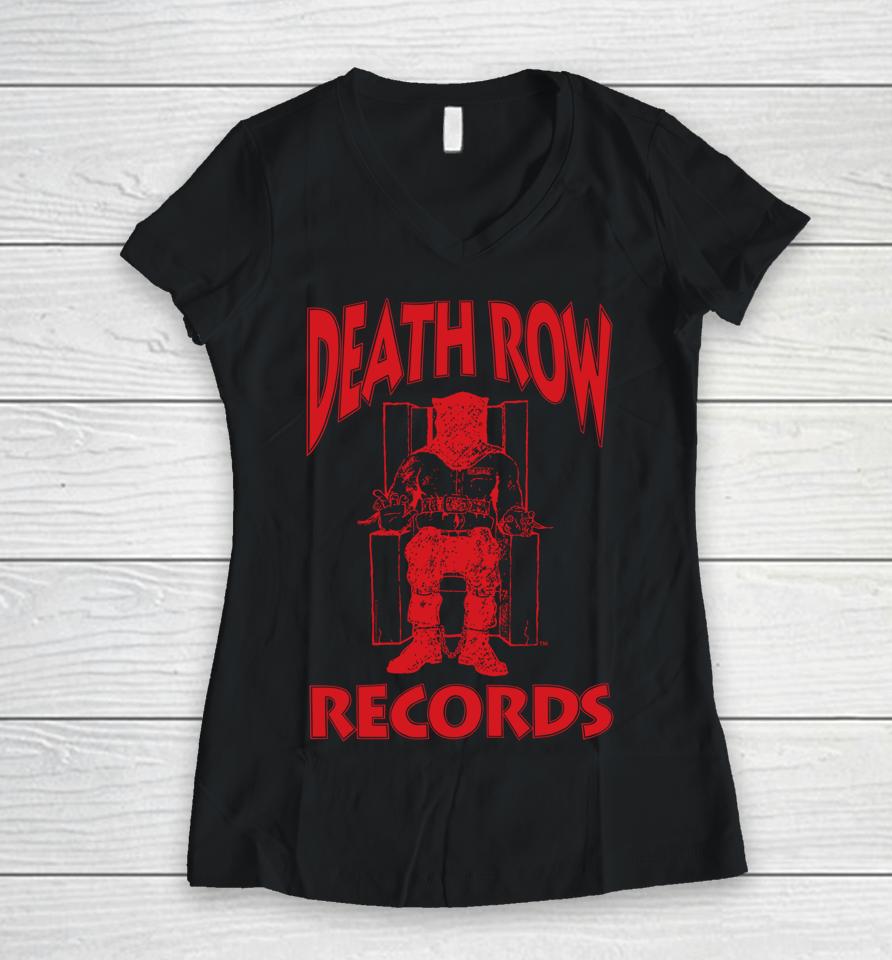 Death Row Records Red Logo Women V-Neck T-Shirt