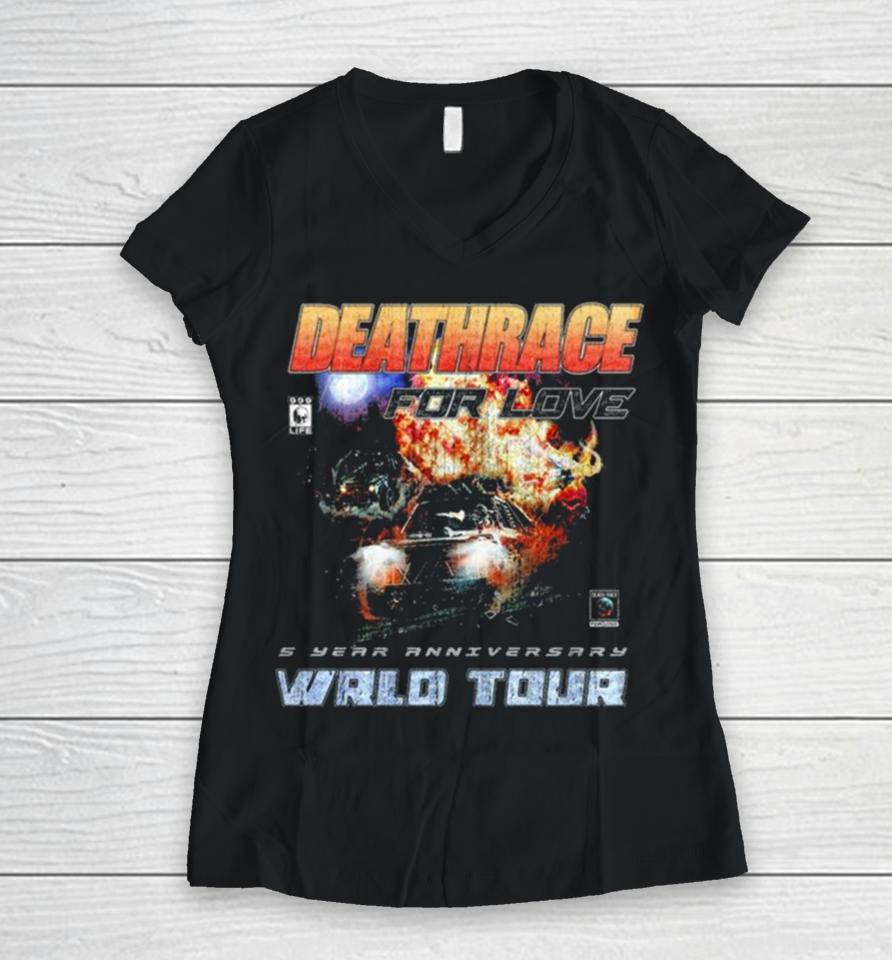 Deathrace For Love 5 Year Anniversary Wrld Tour Women V-Neck T-Shirt