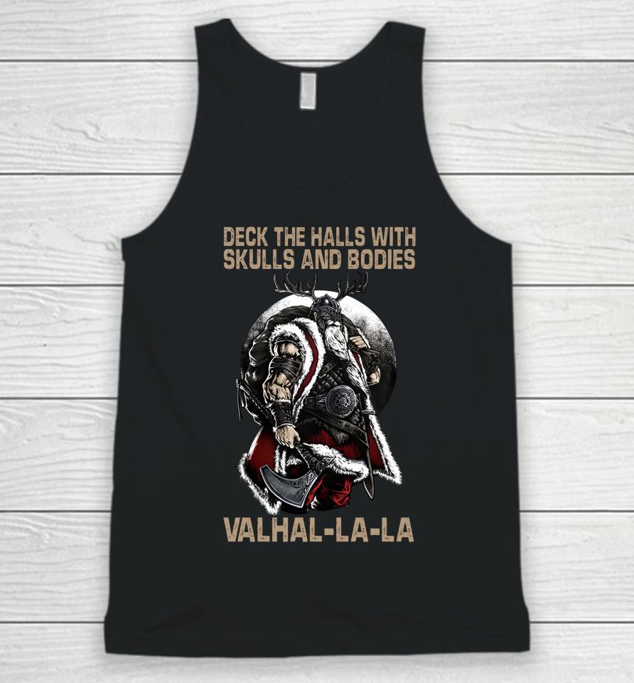 Deck The Halls With Skulls And Bodies Vikings Christmas Unisex Tank Top