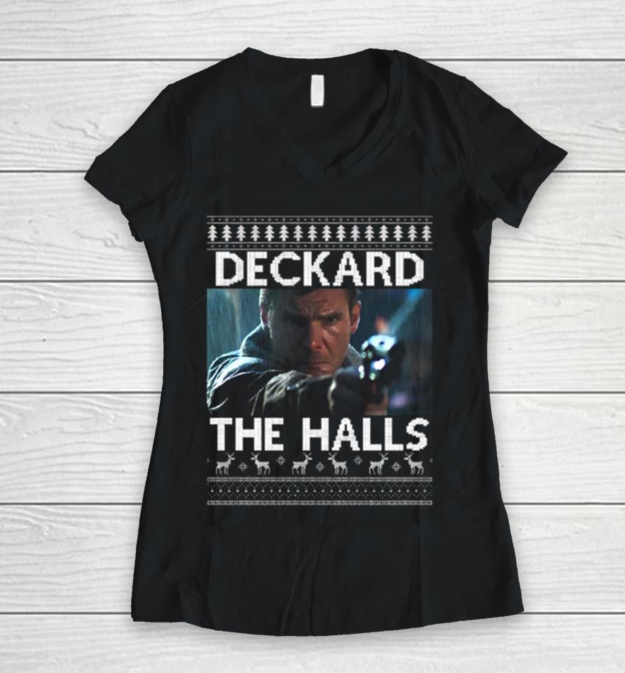 Deckard The Halls Blade Runner Christmas Knit Women V-Neck T-Shirt