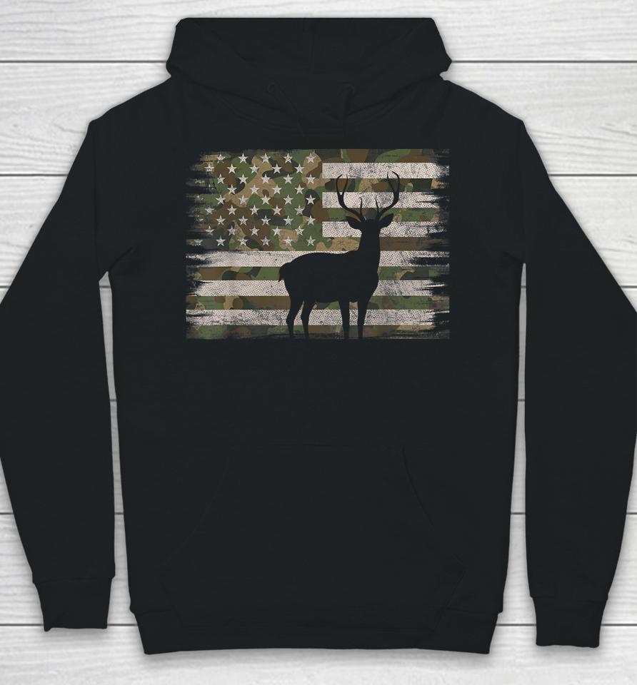 Deer Hunting Whitetail Camo American Us Flag Elk Buck Hoodie