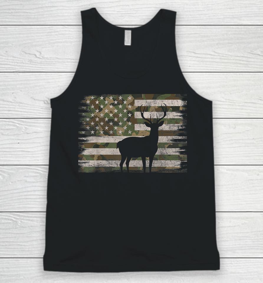 Deer Hunting Whitetail Camo American Us Flag Elk Buck Unisex Tank Top