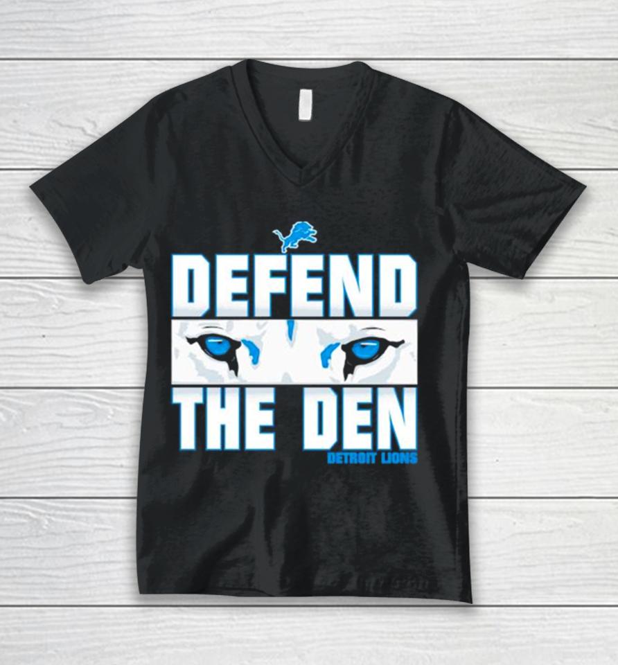 Defend The Den Detroit Lions Eyes Ice Blue Unisex V-Neck T-Shirt