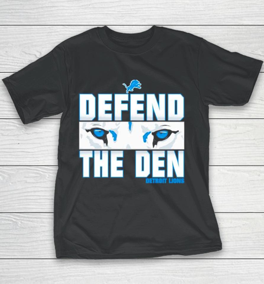 Defend The Den Detroit Lions Eyes Ice Blue Youth T-Shirt