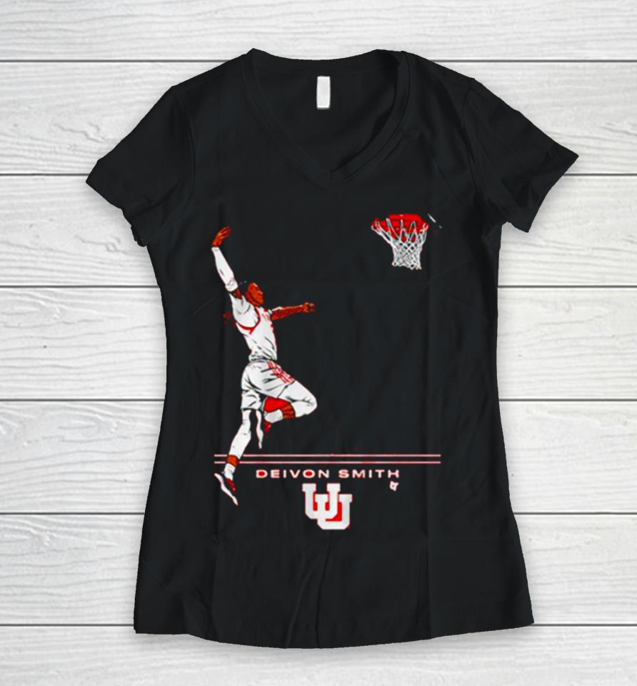 Deivon Smith Utah Jazz Basketball Nba Superstar Pose Women V-Neck T-Shirt