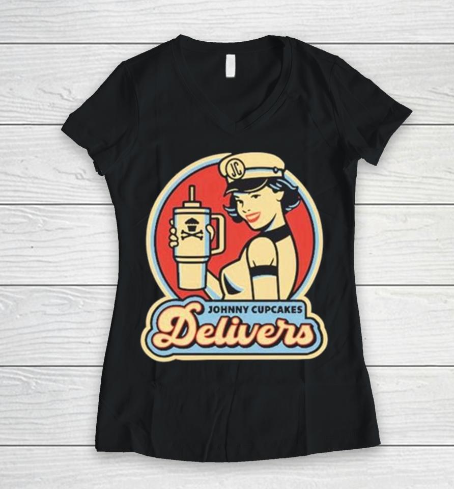 Delivers Stan Lee Cup Cakes Parody Women V-Neck T-Shirt