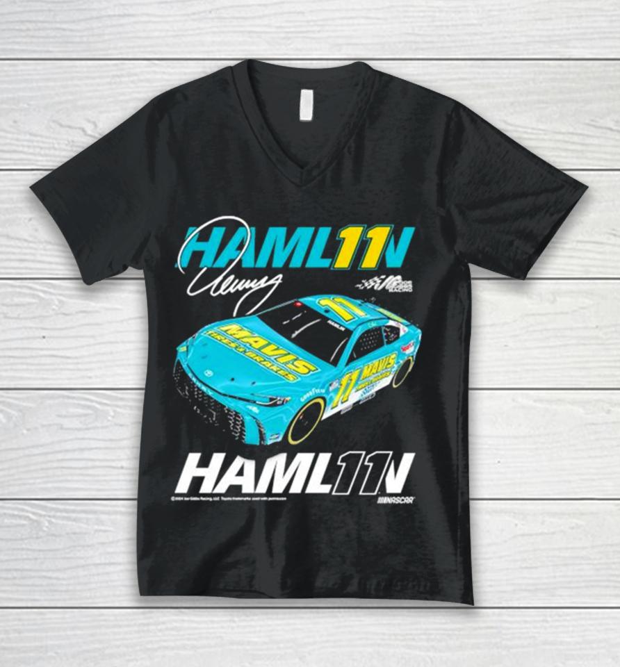 Denny Hamlin Joe Gibbs Mavis Car Unisex V-Neck T-Shirt