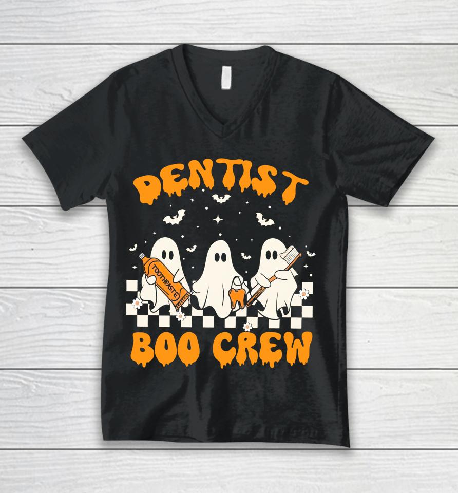 Dentist Boo Crew Trick Or Teeth Halloween Spooky Dentist Unisex V-Neck T-Shirt