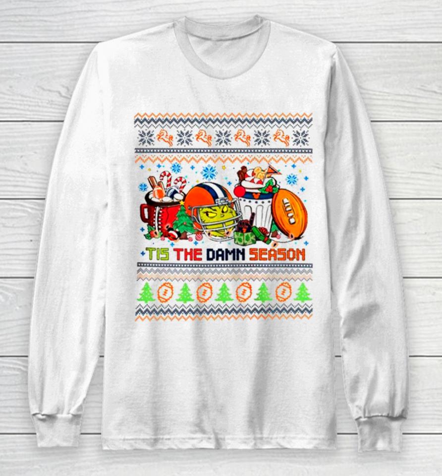 Denver Broncos Grinch Tis The Season Ugly Christmas Long Sleeve T-Shirt
