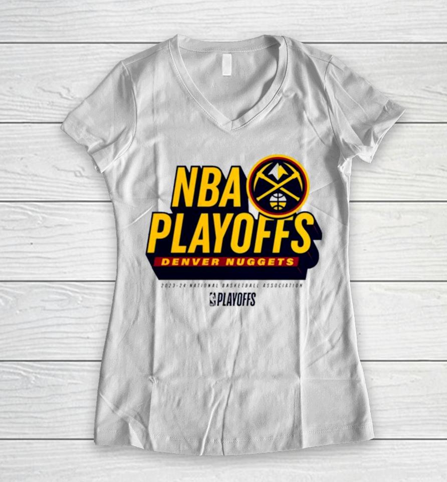 Denver Nuggets 2024 Nba Playoffs Defensive Stance Women V-Neck T-Shirt
