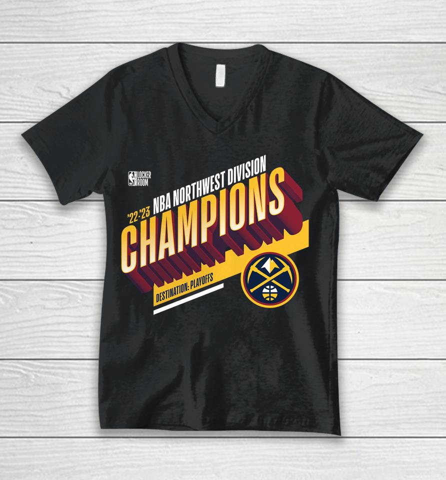 Denver Nuggets Fanatics Branded 2023 Northwest Division Champions Locker Room Unisex V-Neck T-Shirt