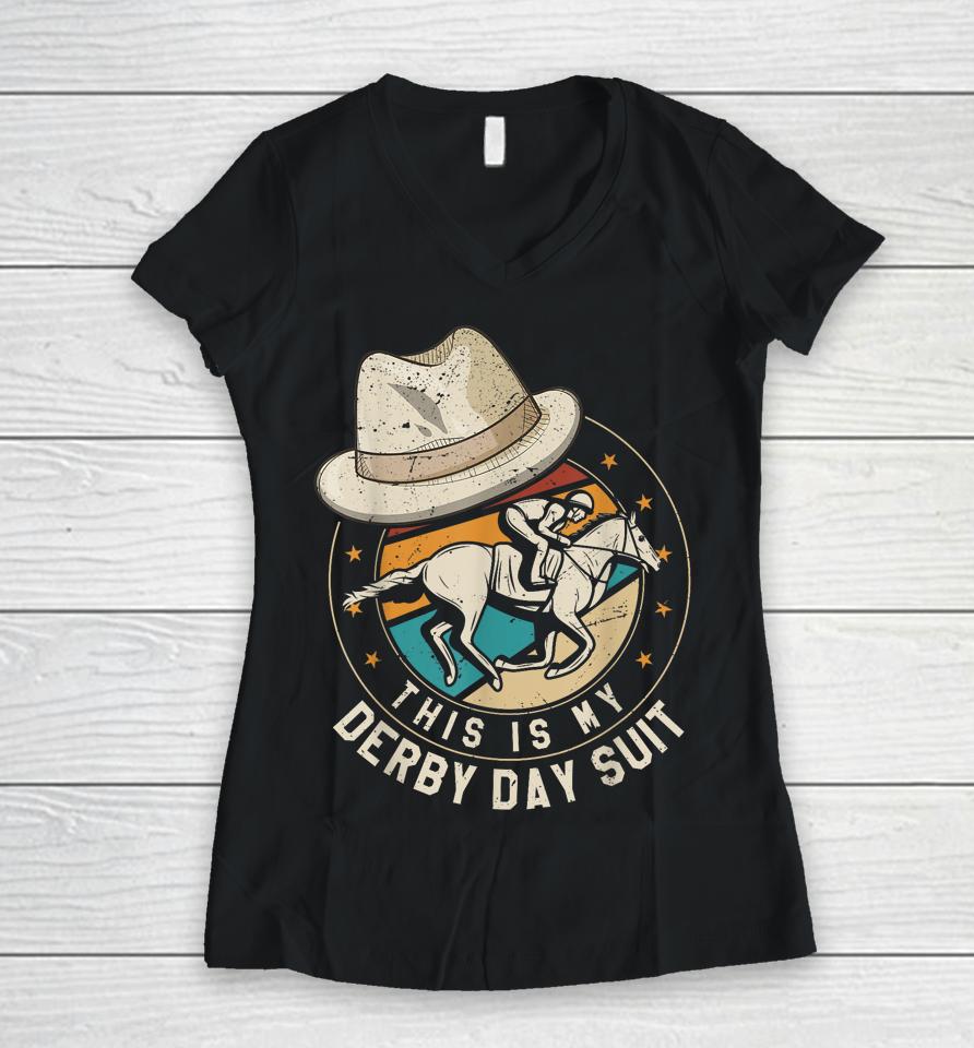 Derby Day 2023 Horse Derby 2023 This Is My Derby Day Suit Women V-Neck T-Shirt