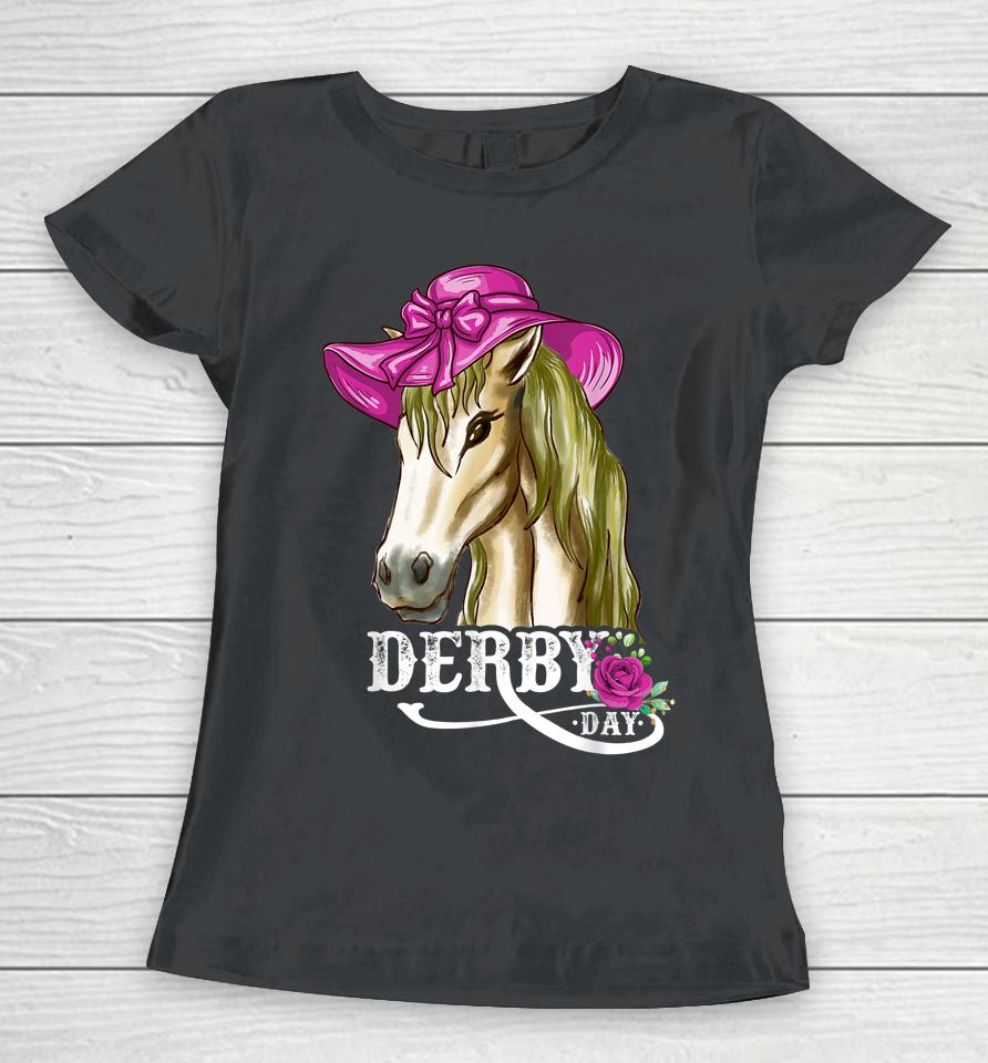 Derby Day Horse Racing Derby Dress Hats And Horses Women T-Shirt