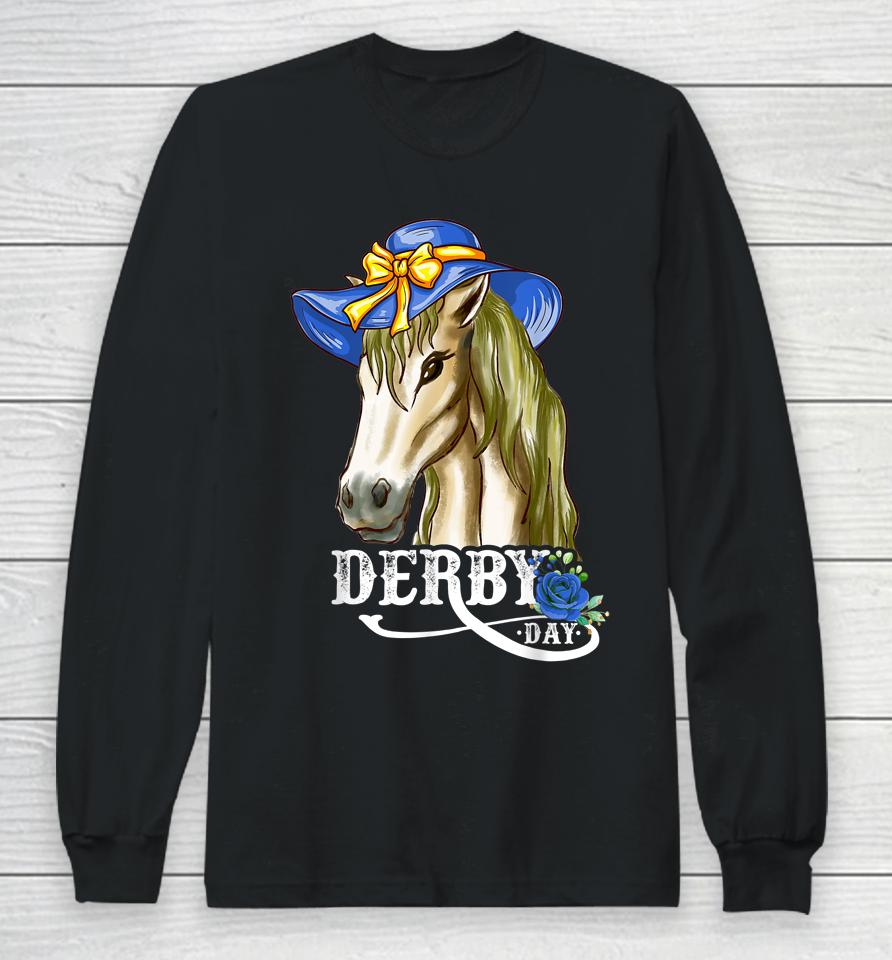 Derby Day Horse Racing Derby Dress Hats And Horses Long Sleeve T-Shirt