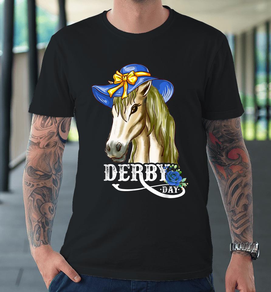 Derby Day Horse Racing Derby Dress Hats And Horses Premium T-Shirt